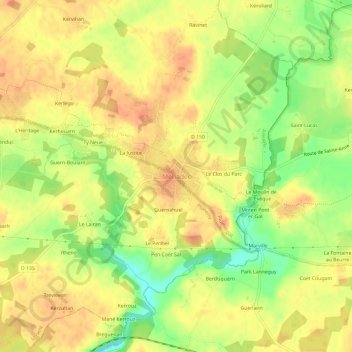 Mériadec topographic map, elevation, terrain