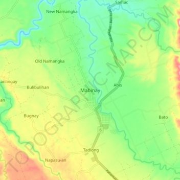 Mabinay topographic map, elevation, terrain