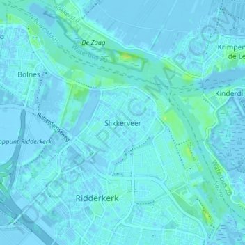 Slikkerveer topographic map, elevation, terrain