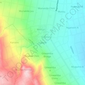 Soweto topographic map, elevation, terrain
