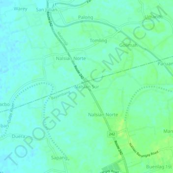 Nalsian Sur topographic map, elevation, terrain