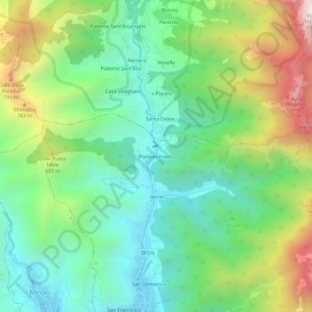 Ponteprimario topographic map, elevation, terrain