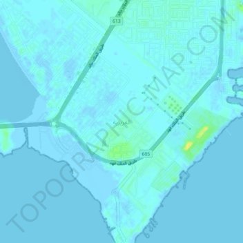 Al `Aziziyah topographic map, elevation, terrain