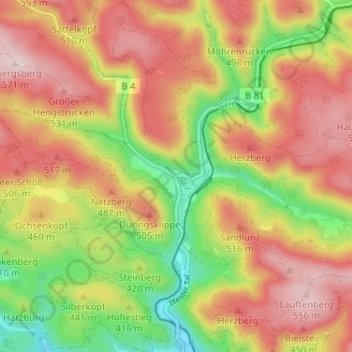 Netzkater topographic map, elevation, terrain