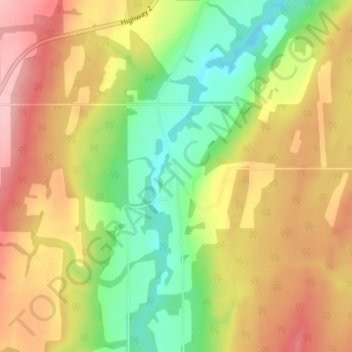 Meanook topographic map, elevation, terrain
