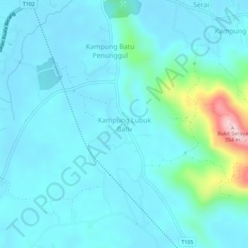 Kampung Lubuk Batu topographic map, elevation, terrain