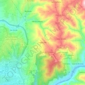 Cabeço Alto topographic map, elevation, terrain