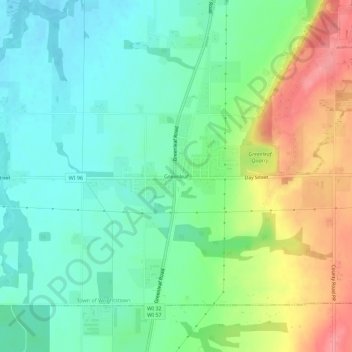 Greenleaf topographic map, elevation, terrain