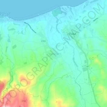 Prodromi topographic map, elevation, terrain