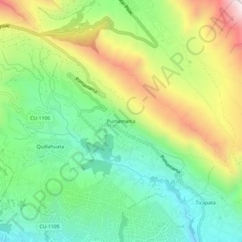 Pumamarca topographic map, elevation, terrain