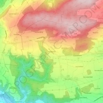 Bergweid topographic map, elevation, terrain