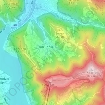 Tlałkowo topographic map, elevation, terrain
