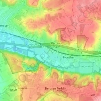 Vroenhof topographic map, elevation, terrain