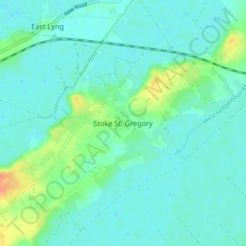 Stoke St. Gregory topographic map, elevation, terrain