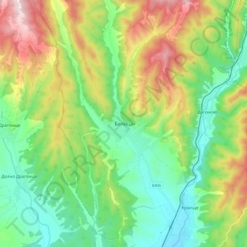 Belitsa topographic map, elevation, terrain