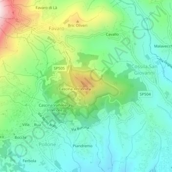 Bric di Burcina topographic map, elevation, terrain