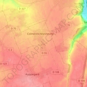 Colmesnil topographic map, elevation, terrain