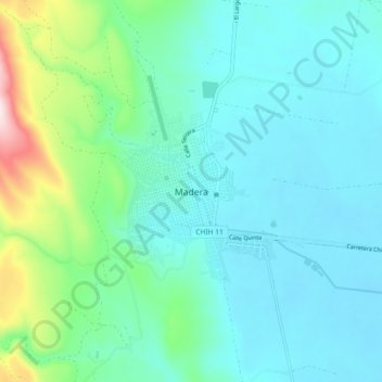Madera topographic map, elevation, terrain