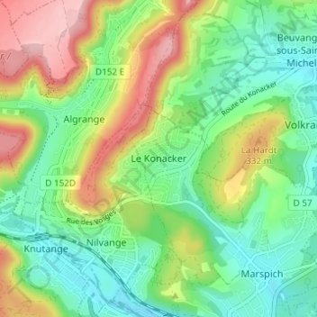 Le Konacker topographic map, elevation, terrain