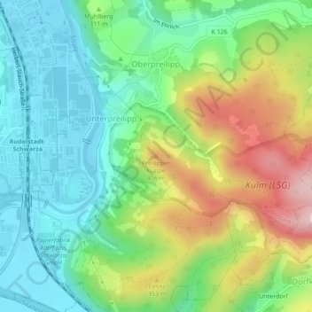 Preilipper Kuppe topographic map, elevation, terrain