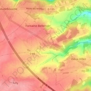 Gournay topographic map, elevation, terrain