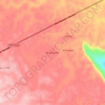 Benito Juárez topographic map, elevation, terrain