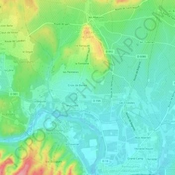 Moure de Pujol topographic map, elevation, terrain