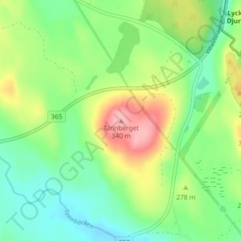 Tannberget topographic map, elevation, terrain