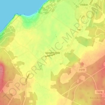 Västerhejde topographic map, elevation, terrain