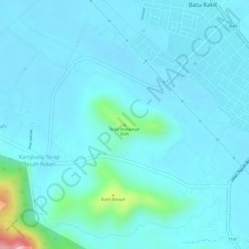 Bukit Mohamad Diah topographic map, elevation, terrain