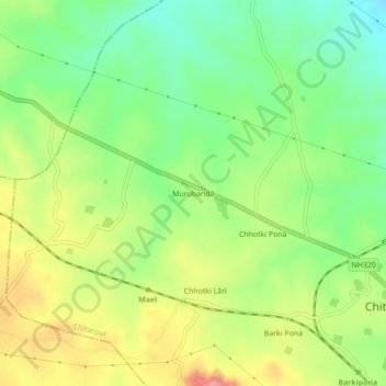 Murubanda topographic map, elevation, terrain