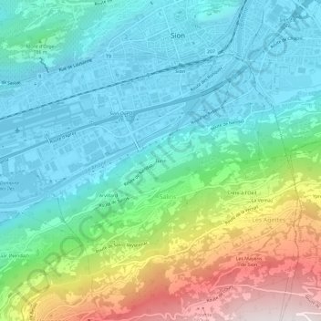Turin topographic map, elevation, terrain