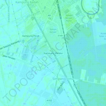 Kampung Melaka topographic map, elevation, terrain