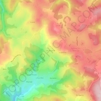 Les Poutières topographic map, elevation, terrain