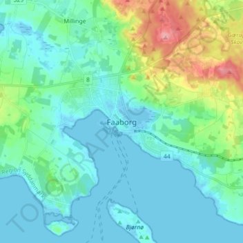 Faaborg topographic map, elevation, terrain