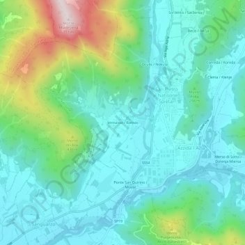 Vernasso topographic map, elevation, terrain