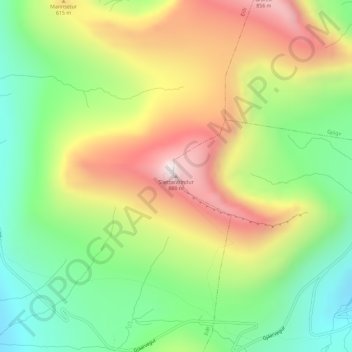 Slættaratindur topographic map, elevation, terrain
