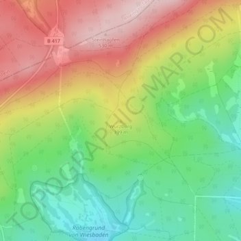 Würzburg topographic map, elevation, terrain