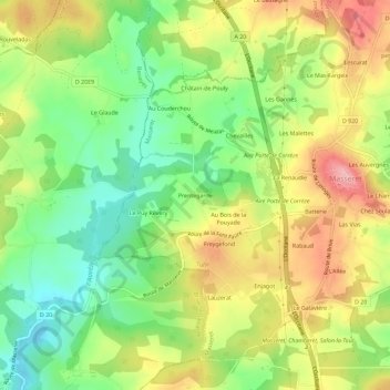 Prentegarde topographic map, elevation, terrain