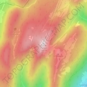 Crêt de Chalam topographic map, elevation, terrain