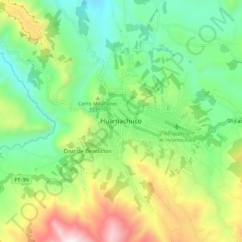 Huamachuco topographic map, elevation, terrain