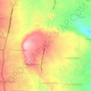Ciniru topographic map, elevation, terrain