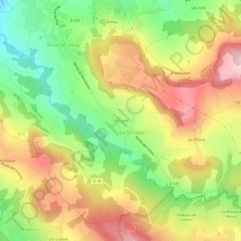 Le Cluzel topographic map, elevation, terrain