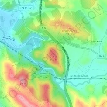 Cucos topographic map, elevation, terrain