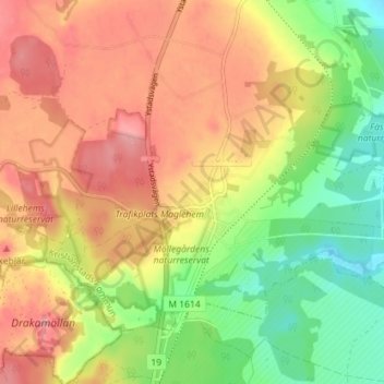 Maglehem topographic map, elevation, terrain