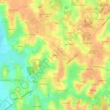 La Sarrée topographic map, elevation, terrain
