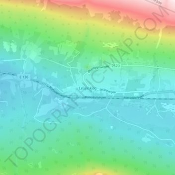 Lesjaskog topographic map, elevation, terrain