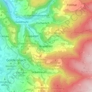 Brandholz topographic map, elevation, terrain