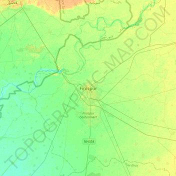 Firozpur topographic map, elevation, terrain