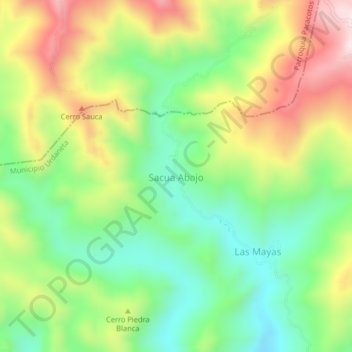 Sacua Abajo topographic map, elevation, terrain